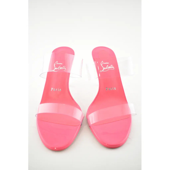 Christian Louboutin Just Nothing 85 Pink Patent PVC Sandal Mule Heel Pump 36.5 - Picture 5 of 12